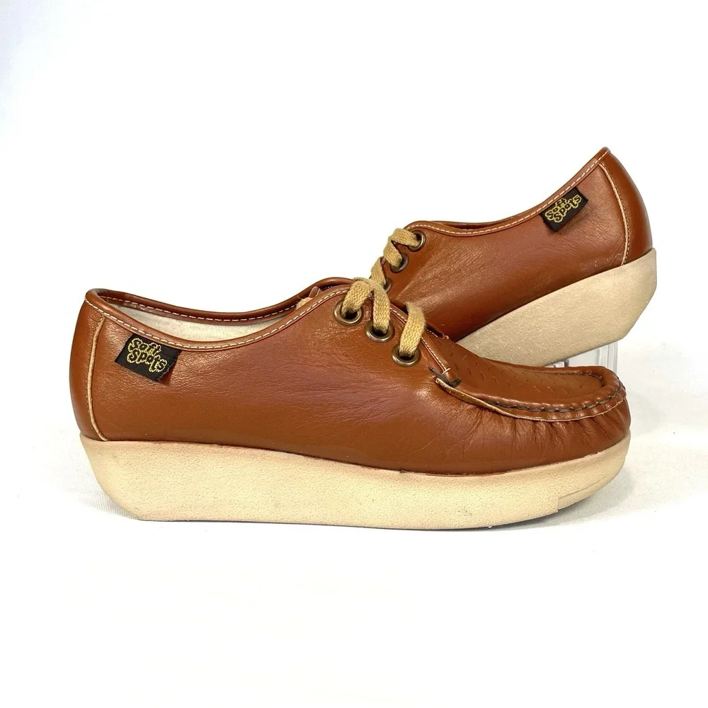 Vintage Soft Spots Cream Puffs Leather‎ Loafers Brown Womens 6.5 USA Comfort